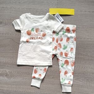 Old Navy Cream and Pink 'Sweet Dreams' Strawberry Pajama Set